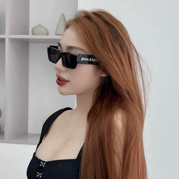 Palm Angels PERI002 PALM 3449 Sunglasses Purple Rectangle Frame, Blue Lenses - Picture 6 of 10